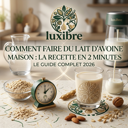Verre de lait d’avoine maison avec des flocons d’avoine, recette facile Luxibre