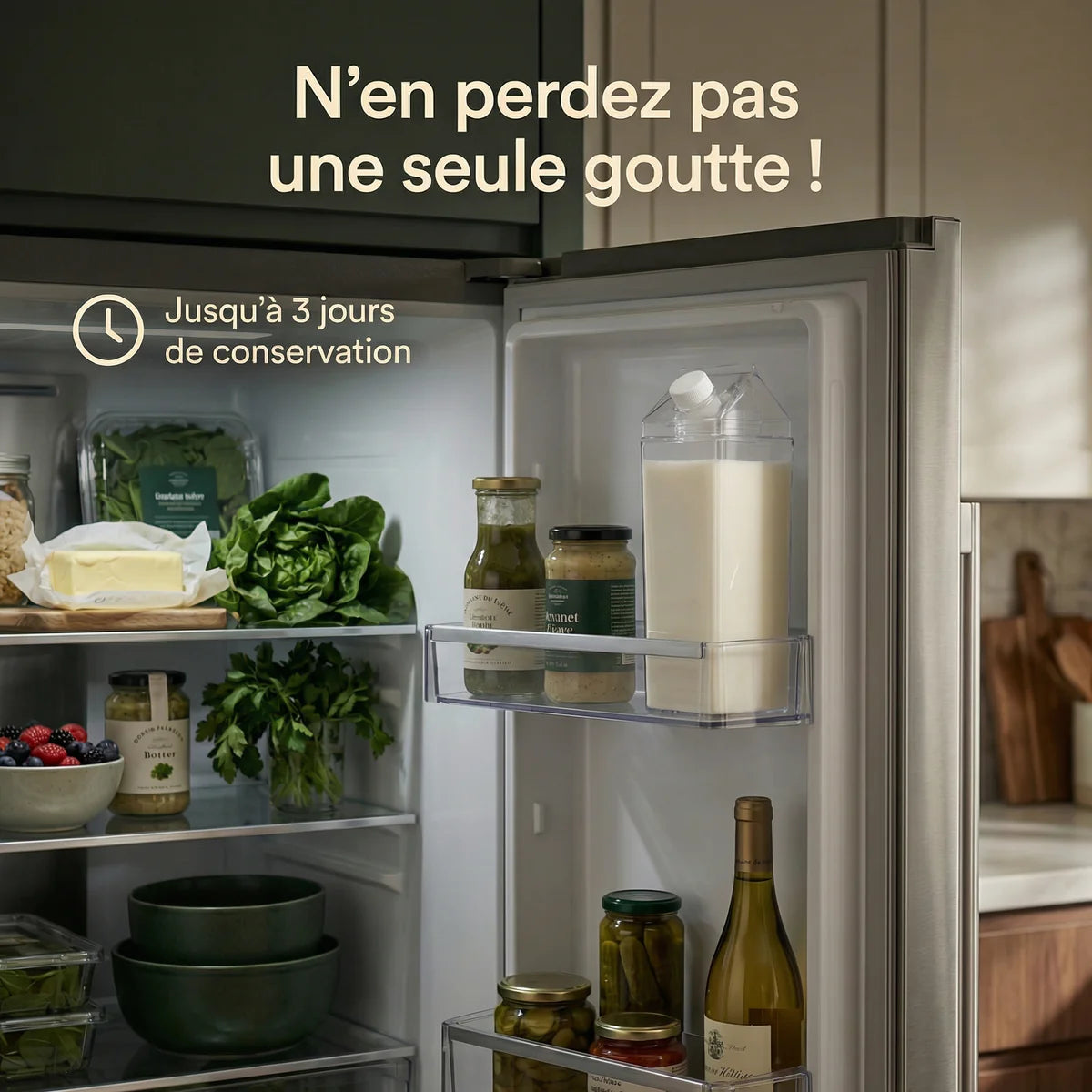 Conservation du lait végétal maison Luxibre jusqu'à 3 jours au réfrigérateur