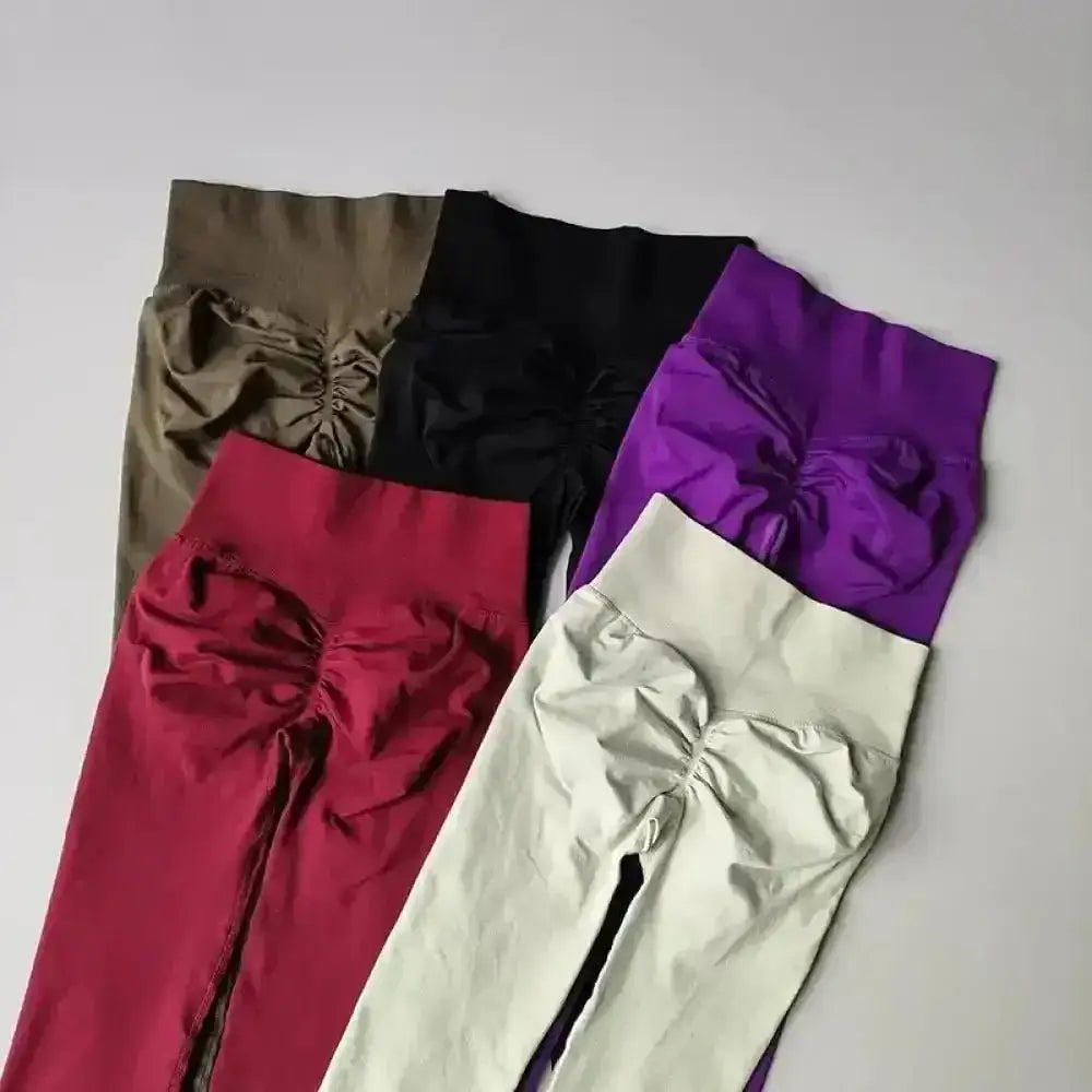 Ensemble sport leggings infinite avec dos froncé en olive noir violet rouge et crème seamless sculptant femme