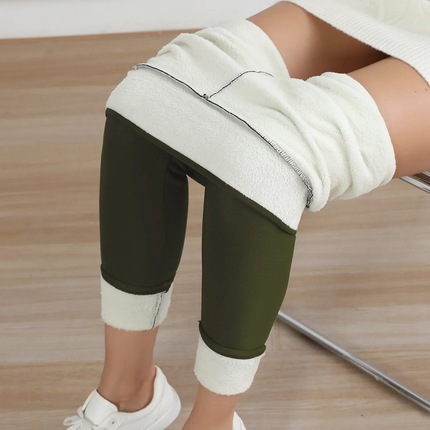 Legging Femme Polaire Taille Haute | Chaud & Gainant | Luxibre Paris - Vert / S - Vêtements